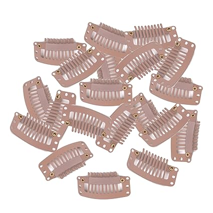 Fermagli a 9 denti per extension, parrucche | Fermagli in silicone metallico a forma di U | Lunghezza 32 mm, 50 pezzi per confezione, colore marrone chiaro_voghion.com