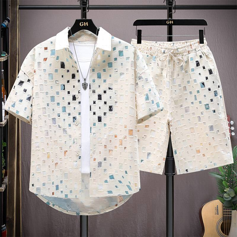 Conjunto de chaqueta con capucha y estampado floral para hombre: ligera, transpirable y moderna. Ropa informal de invierno para jóvenes (tallas S-4XL)._voghion.com