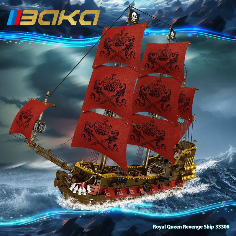 Barka Pirate Ship Building Blocks Set - Black Pearl & Queen Anne's Revenge Model Kit, DIY Desktop Decoration Gift For Teens & Adults (800+ Pieces)_voghion.com