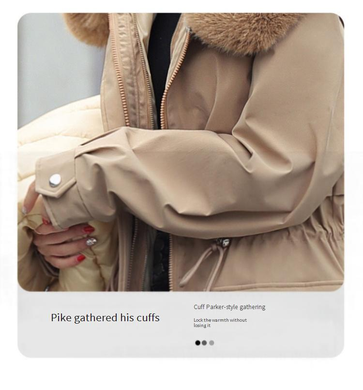Women's Long Puffer Coat With Faux Fur Trim, Winter Warm Quilted Jacket, Slim Fit Waist Design, Plus Size Outerwear_voghion.com