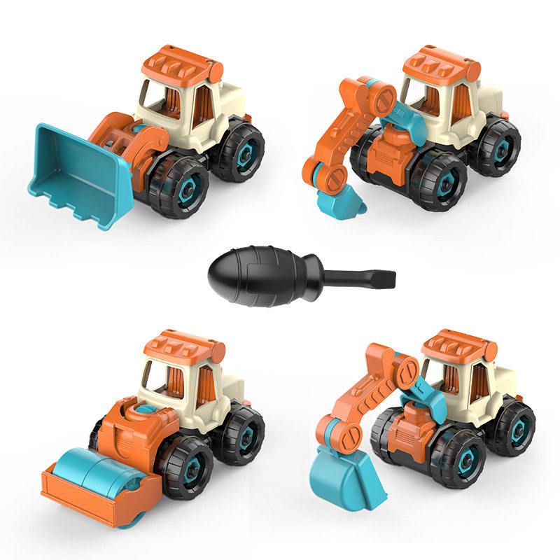 4 In 1 Kids Educational DIY Assemble Engineering Truck Vehicle Toys Set Plastic Take Apart Detachable Construction Vehicles Toys_voghion.com