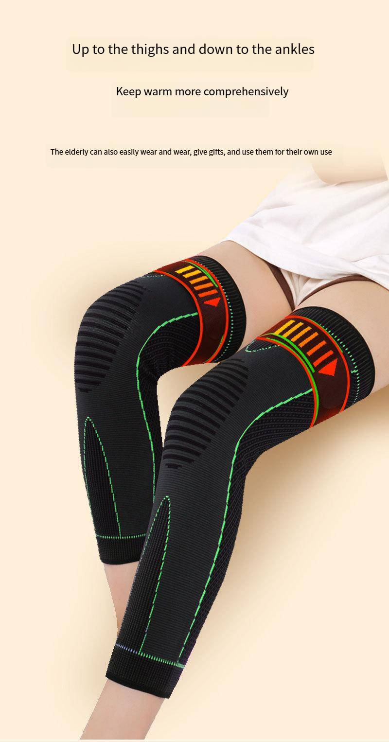 Compression Knee Brace With Adjustable Straps - Breathable Support For Running, Basketball & Gym - Extra-Long Knee Sleeve_voghion.com