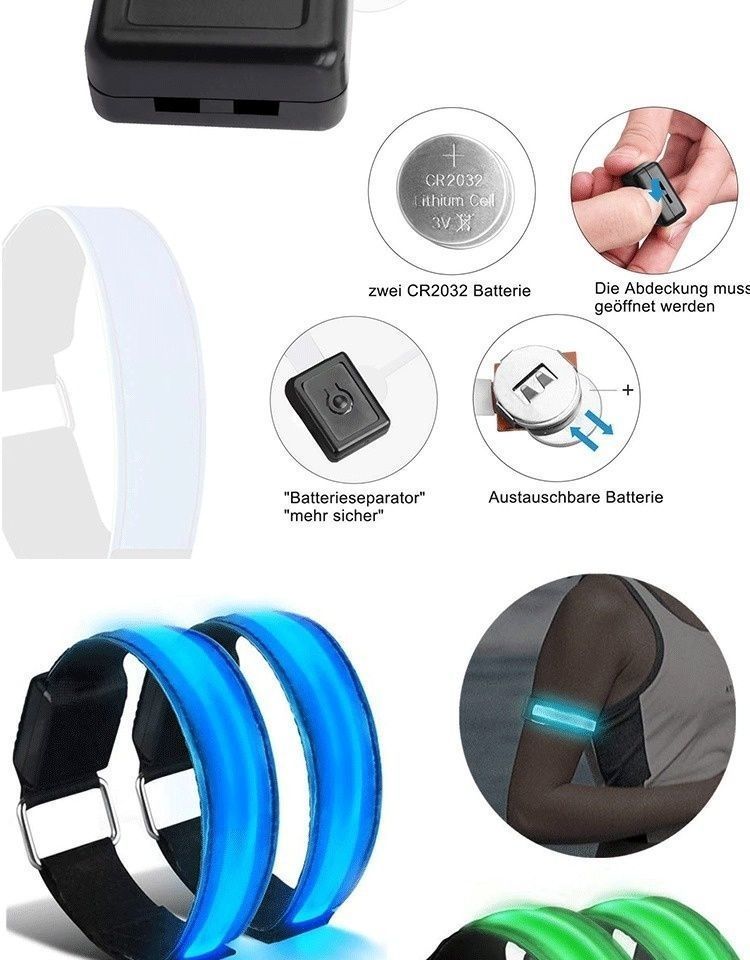 Night Running Luminous LED Rechargeable Cycling Signal Light Wristband Reflective Gear_voghion.com