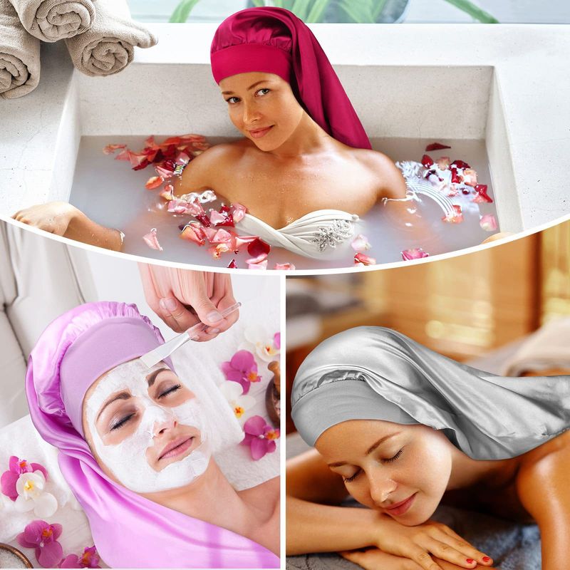 Cappello lungo a tesa larga e elasticizzato, cappello per la cura dei capelli, berretto da notte colorato, mese di bellezza_voghion.com