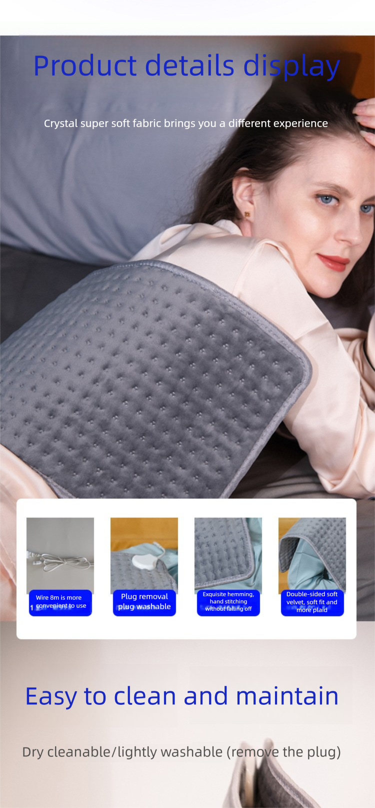 Far Infrared Heating Pad - Intelligent Temperature Control Hot Compress Health Electric Blanket, Washable_voghion.com