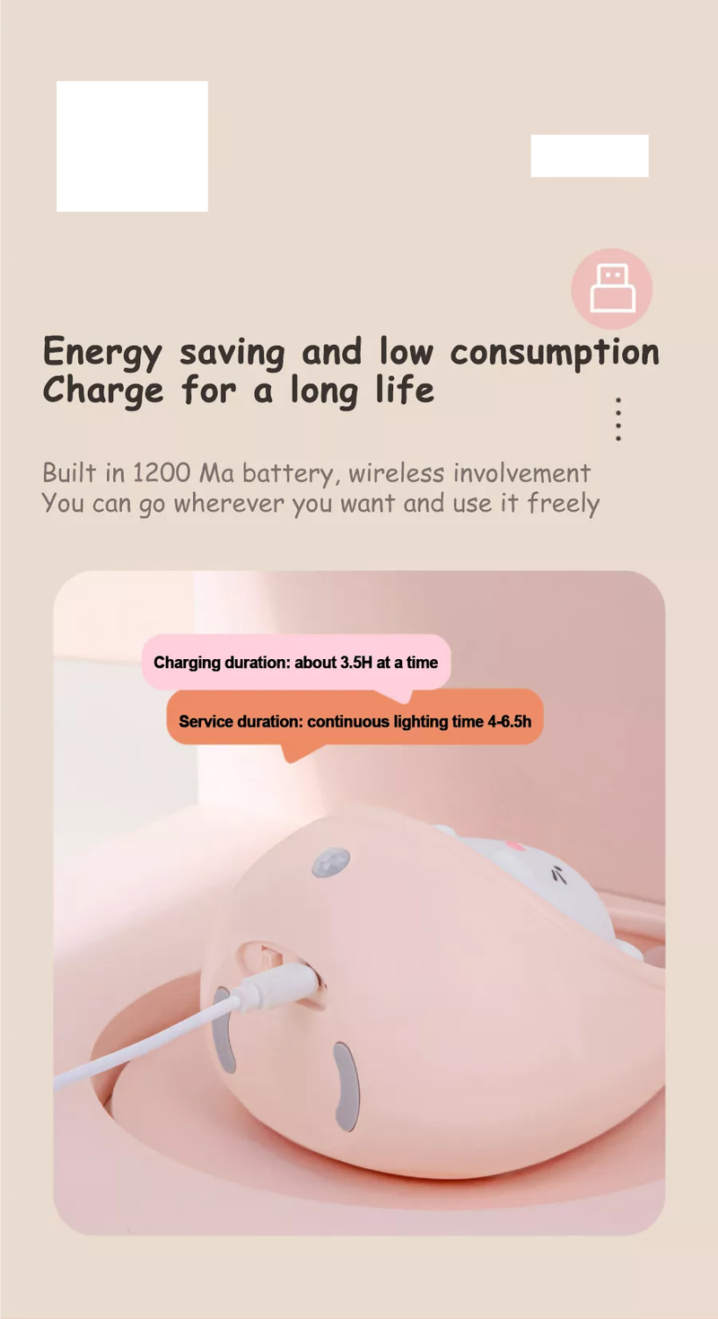 Cute Animal Night Light With Motion Sensor - USB Rechargeable LED Lamp For Kids Bedroom Wall_voghion.com