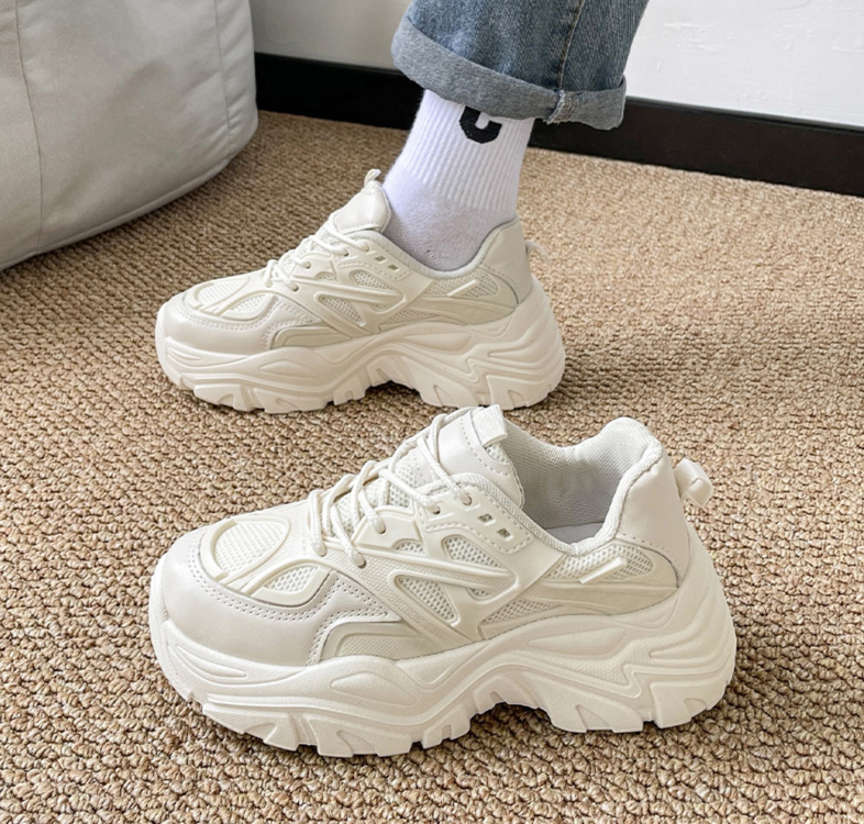 Καλοκαιρινά νέα παπούτσια πλατφόρμας με χοντρή σόλα, αναπνεύσιμα, μονής επένδυσης, αθλητικά, πολύ ψηλοτάκουνα, λευκά, γυναικεία παπούτσια_voghion.com