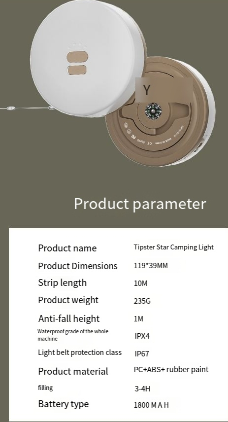 New atmosphere LED camping light USB charging outdoor tent colorful string light with tape measure storage camping light_voghion.com