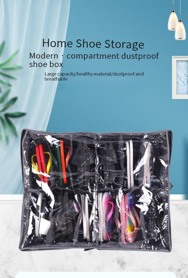 Schuhregale & Organizer Cube Style Durchsichtige Abdeckung Aufbewahrungstasche Faltbare Kleidung und Schuhe Box Staub- und Feuchtigkeitsschutz_voghion.com