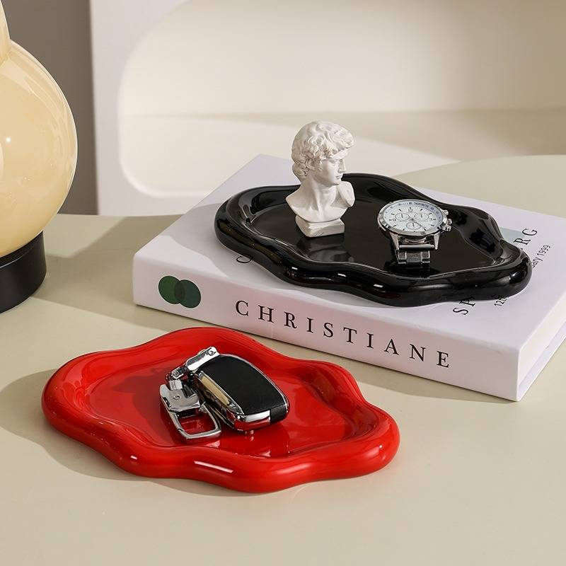 Cloud Shaped Ceramic Tray Multi Functional Jewelry Organizer Dessert Serving Plate With Elegant Matte Glaze Decorative Display Dish_voghion.com