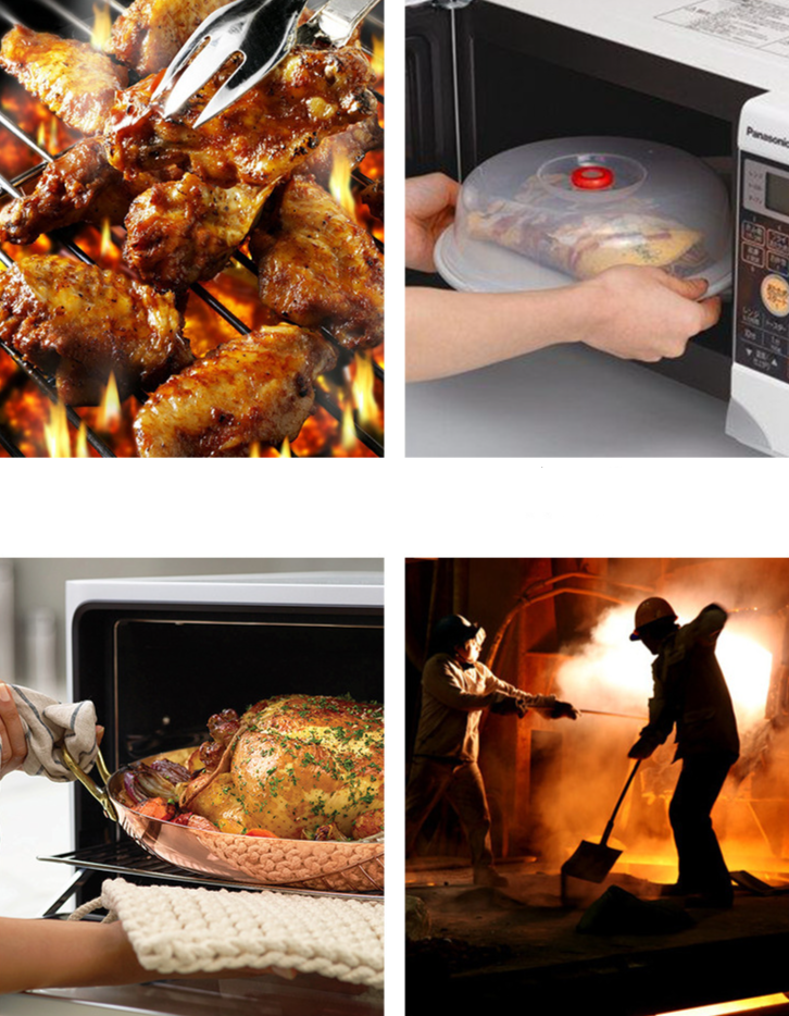 Fertige, hochtemperaturbeständige Wärmedämmhandschuhe, Verbrühungsschutz, Grillhandschuhe, 500–800 Grad, Küchenbackofenzubehör_voghion.com