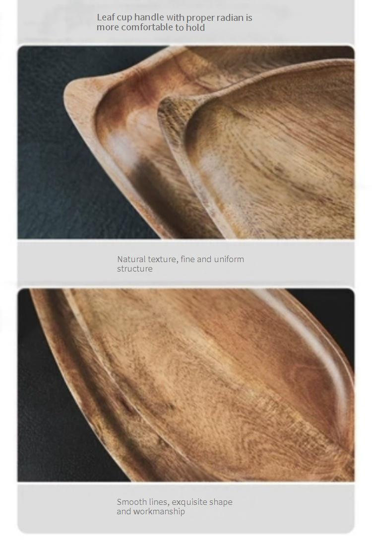 Acacia Wood Leaf-Shaped Serving Tray – Elegant Tea Party Platter For Sushi Snacks & Desserts (Stylish Wooden Display Board Handcrafted)_voghion.com