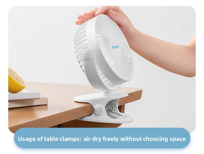 USB Rechargeable Clip-On Desk Fan - Quiet & Portable For Office Home & Dorm (Adjustable 3-Speed Long Battery Life)_voghion.com