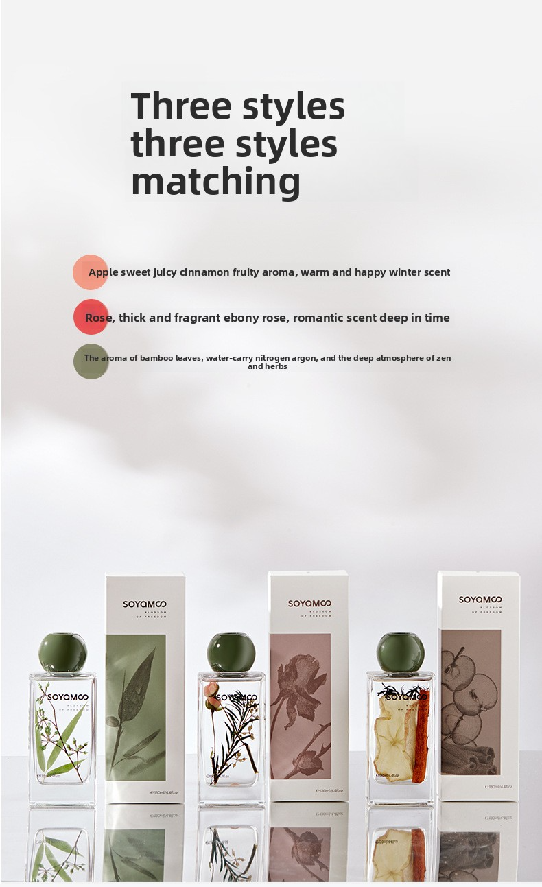 Premium Flameless Reed Diffuser – 130ml Natural Aroma For Home, Spa & Gifts, Long-Lasting Apple Cinnamon, Bamboo Forest & Rose Oud Scents_voghion.com