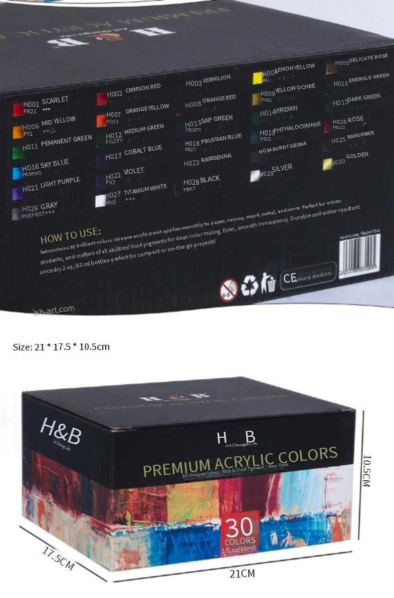 Professional Acrylic Paint Set - 30 Vibrant Colors (60ml/Tube) For Canvas, Wall Art, Crafts & Logo Design - Non-Fade, Waterproof_voghion.com