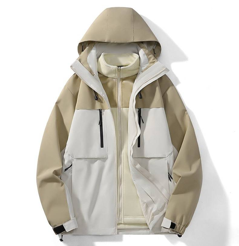 Giacca antivento impermeabile 3 in 1 da uomo – Cappotto leggero e antivento per esterni (nero/kaki/bianco, XS-3XL)_voghion.com