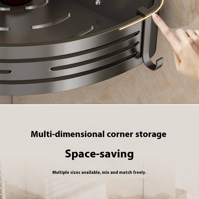Platzsparendes Badezimmer-Eckregal mit starken Saugnäpfen – rostfreie Aluminiumlegierung, Wand-Organizer für Dusche, Toilettenartikel und Kosmetik_voghion.com