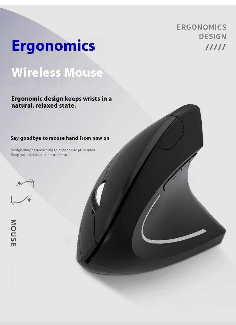 Mouse sem fio vertical ergonômico com Bluetooth e modo duplo 2.4G, clique silencioso, recarregável, para escritório/casa_voghion.com