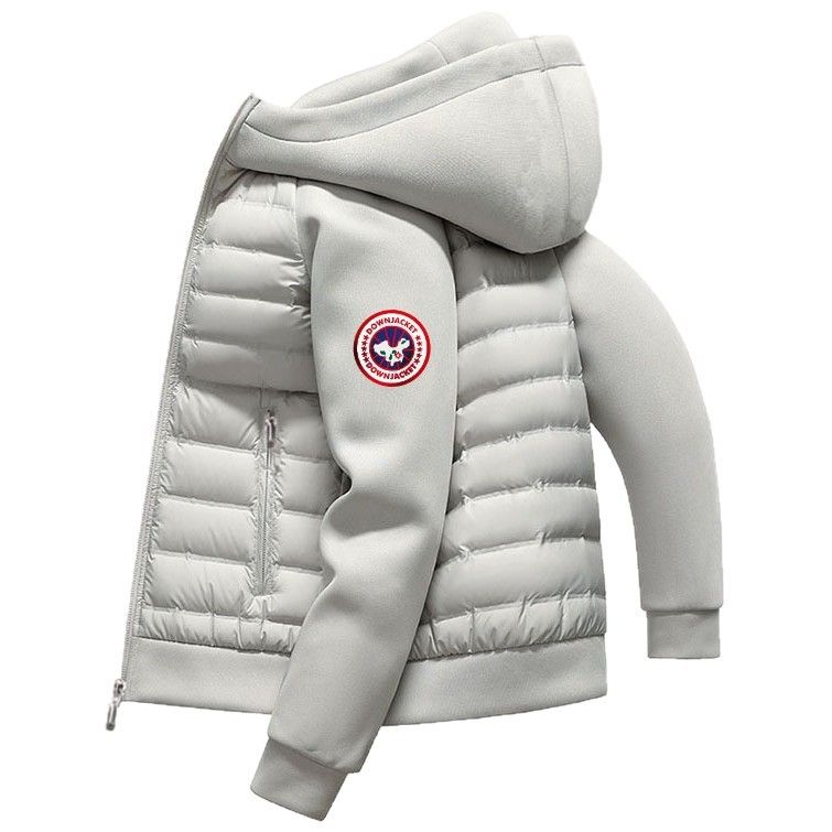 Giacca con cappuccio Streetwear Tech per uomo e donna - Cappotto leggero antivento con pannelli a contrasto, poliestere impermeabile (bianco, nero)_voghion.com