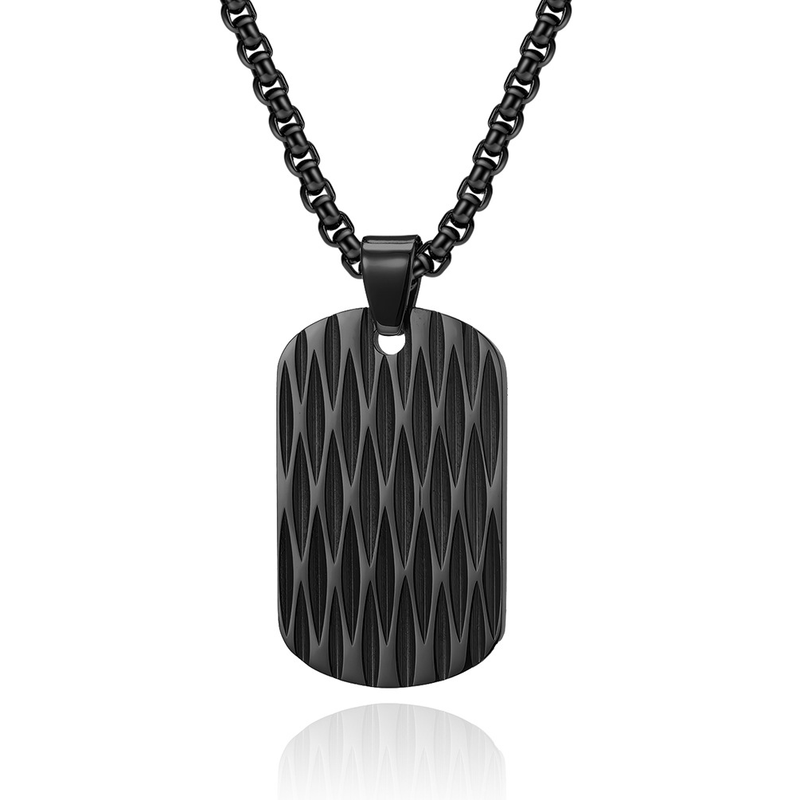 Collana con ciondolo in acciaio inossidabile da uomo - Design geometrico a forma di U con trama zigrinata, stile hip hop leggero e lussuoso per l'uso quotidiano_voghion.com