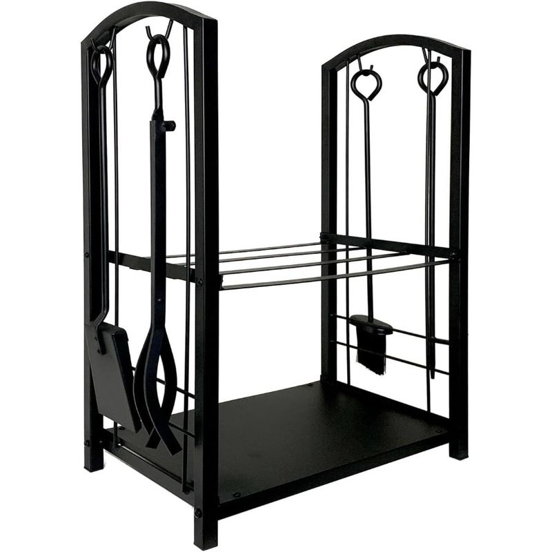 Fireplace Fireplace Firewood Rack 2Layer 4Piece Wood Firewood And Firewood Tools Metal Accessories With Indoor Stove Set S Rack_voghion.com