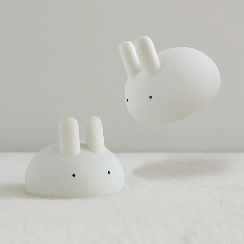 Luz nocturna recargable de silicona suave con temporizador, iluminación para bebé, regalo para mamá, decoración de dormitorio para niños, lámpara bonita de conejito para novia_voghion.com