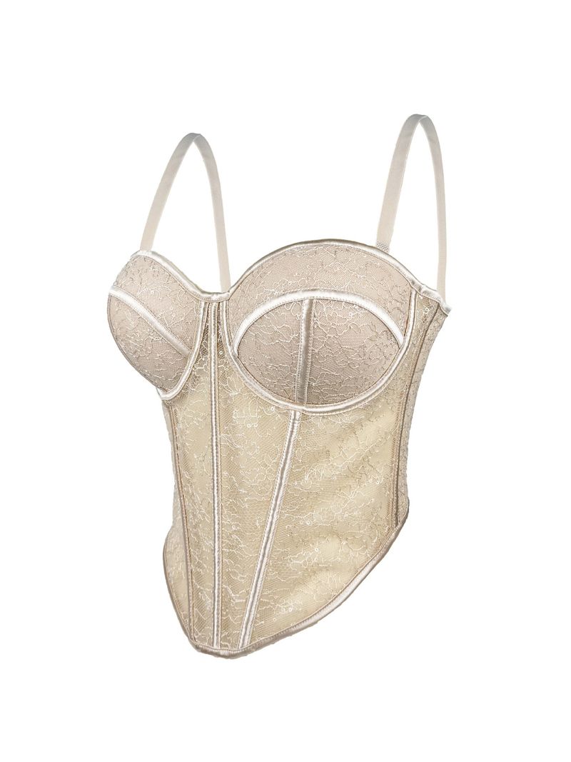 Women's Clothing New Slim Sexy See Through Mesh Vest Suspender Low Cut Contrast Color Waist Slim Breathable Body Shaping Fishbone Bra_voghion.com