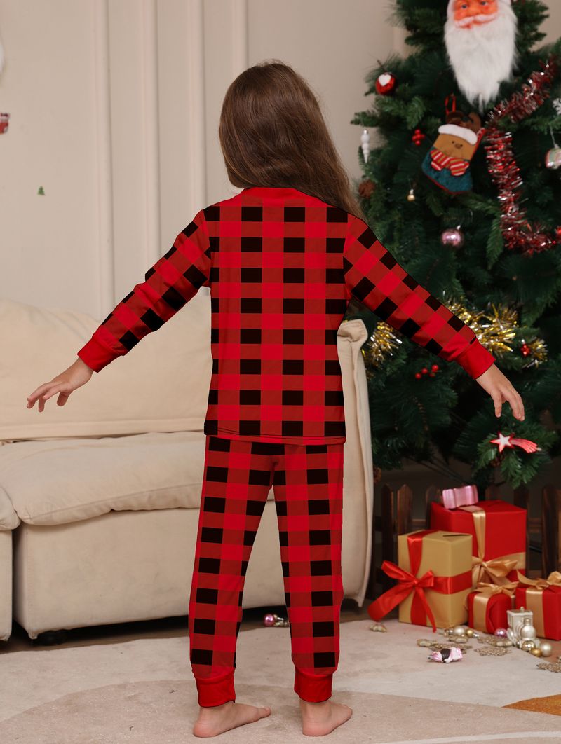 Weihnachtliches Familien-Pyjama-Set – rot karierte Nachtwäsche mit langen Ärmeln für Eltern, Kinder und Haustiere (gemütliches Urlaubsoutfit)_voghion.com