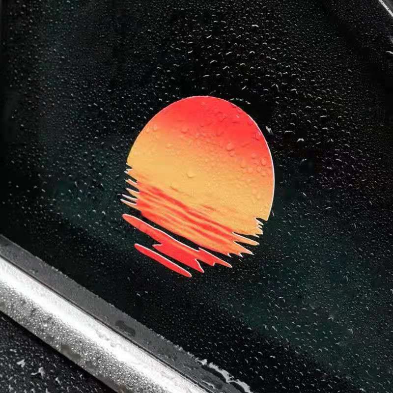 Auto Persoonlijkheid Leuke Zonsondergang Elektrische Auto Kras Zijruit Decoratie Brandstoftank Stickers_voghion.com