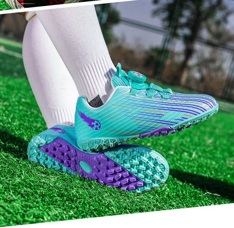 Children's football shoes training special rotary buckle boys broken nails non-slip sports football shoes_voghion.com