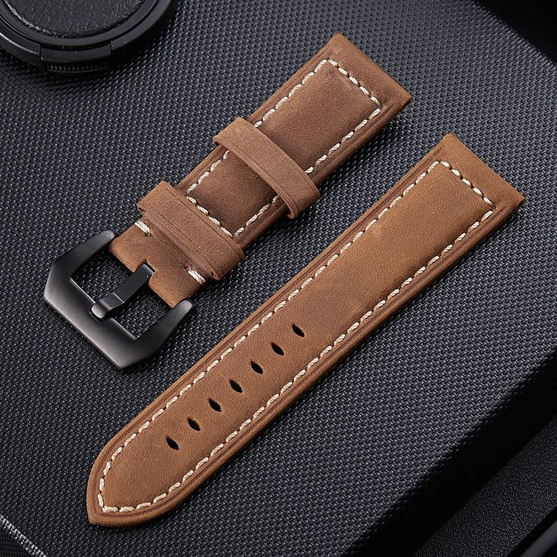 Premium Genuine Leather Watch Band For Men - Distressed Full Grain Cowhide, Rugged & Stylish, Fits 20mm To 26mm Watches_voghion.com
