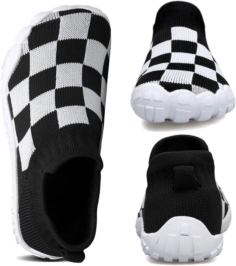 Barefoot Water Toddler And Little Kids Boys Girls Checked Quick Dry Slip-on Sock Shoes Breathable Mesh First Walking_voghion.com