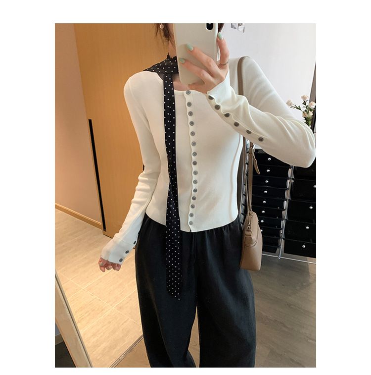 Cardigan in maglia di lana monopetto a maniche lunghe in stile francese europeo per donna, vestibilità slim fit, 2025, inizio primavera_voghion.com