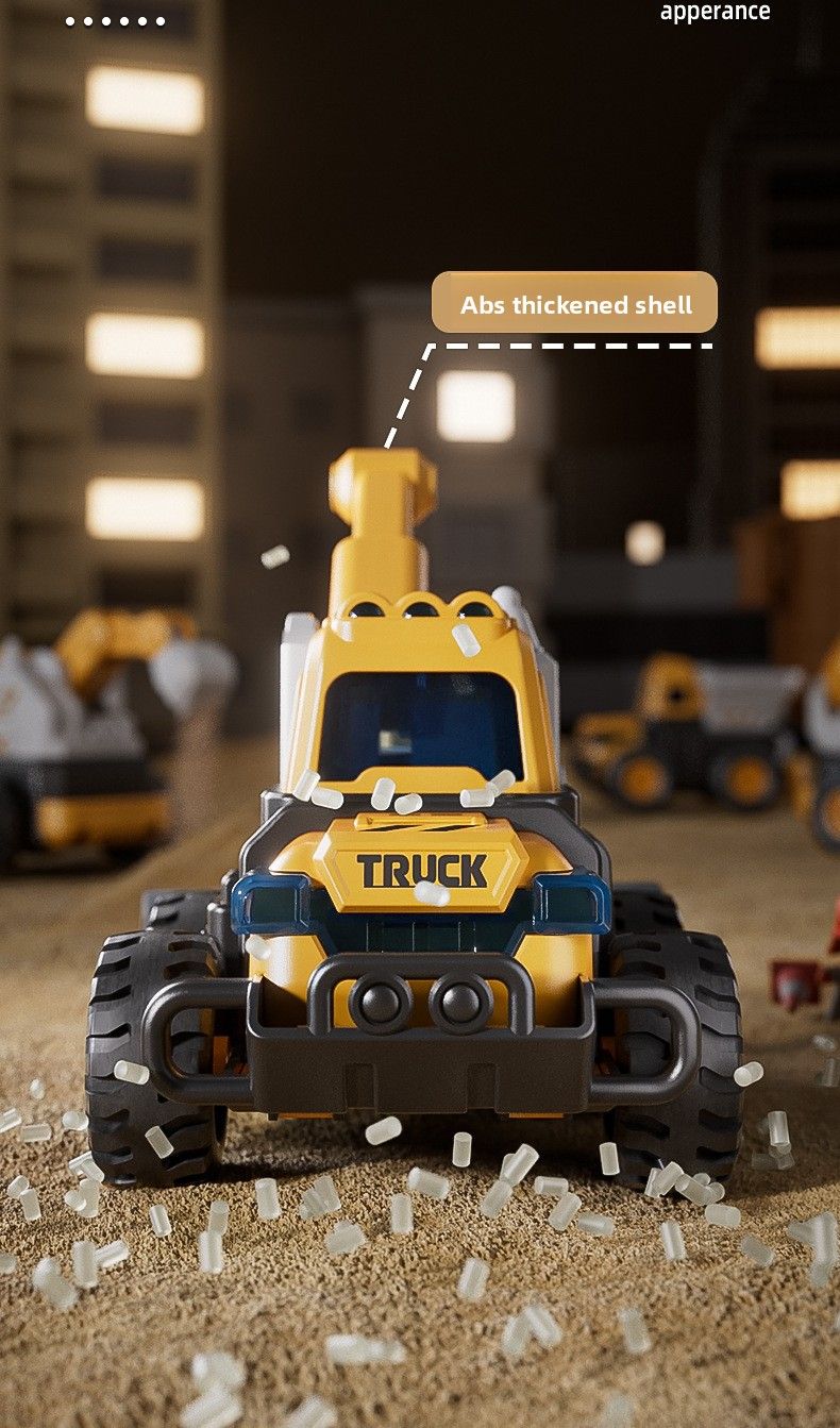 2025 Children's Excavator Toy Car For Boys Aged 1 To 3, Engineering Vehicle, Excavator, Crane, Dump Mixer Truck,_voghion.com
