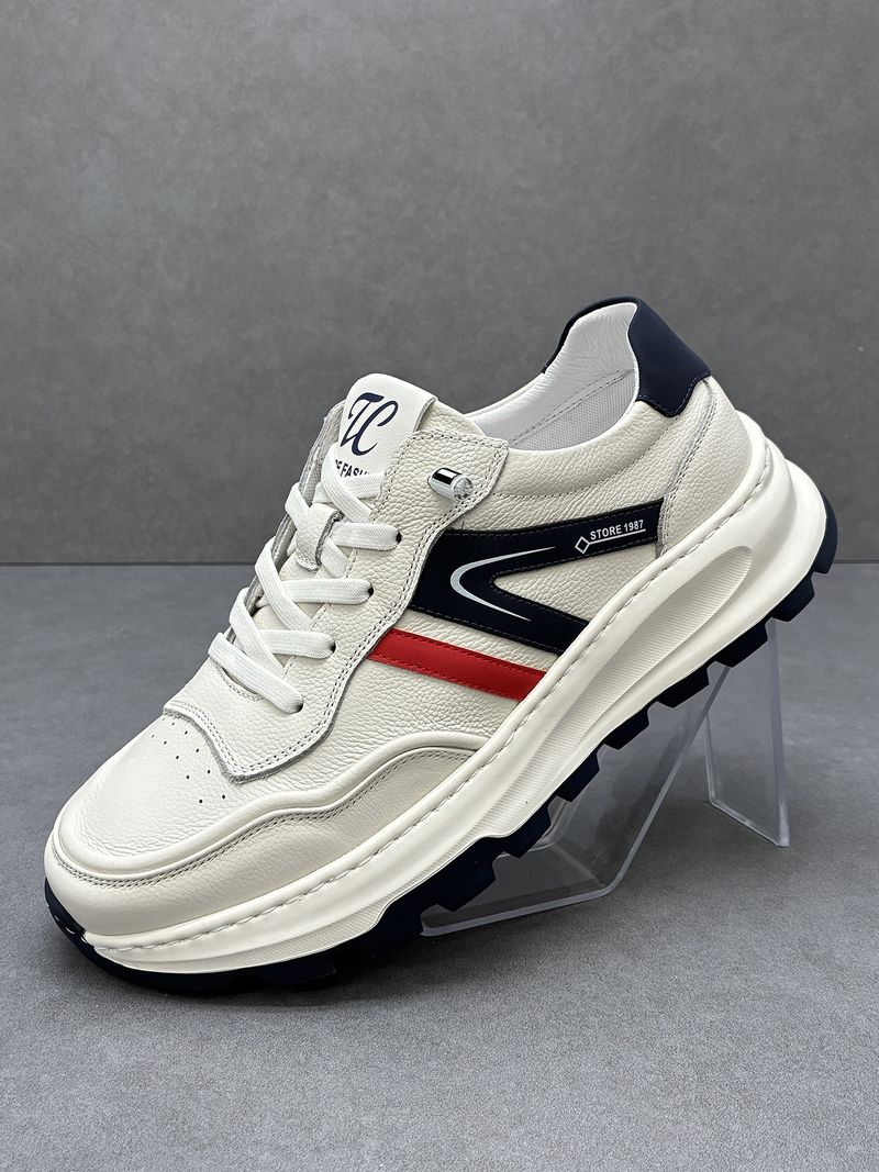 Sneakers bianche leggere, traspiranti, versatili, sportive, alla moda, da uomo, casual, in pelle, con suola spessa, Forrest Gump_voghion.com