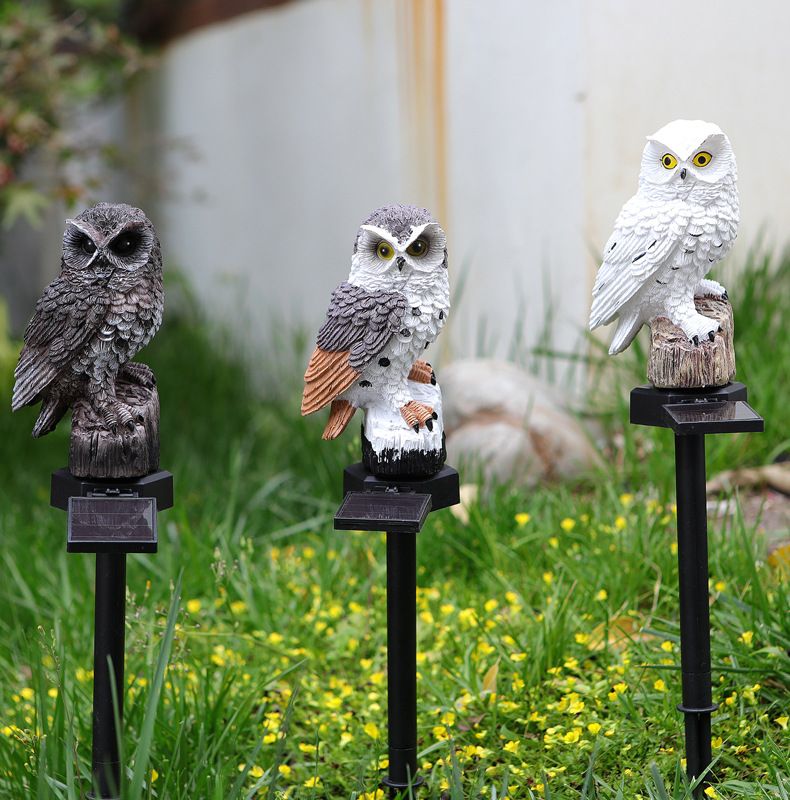 Outdoor-Garten Eule LED Solar Licht Hof Simulation Tier Harz Rasen Stecker in Licht_voghion.com