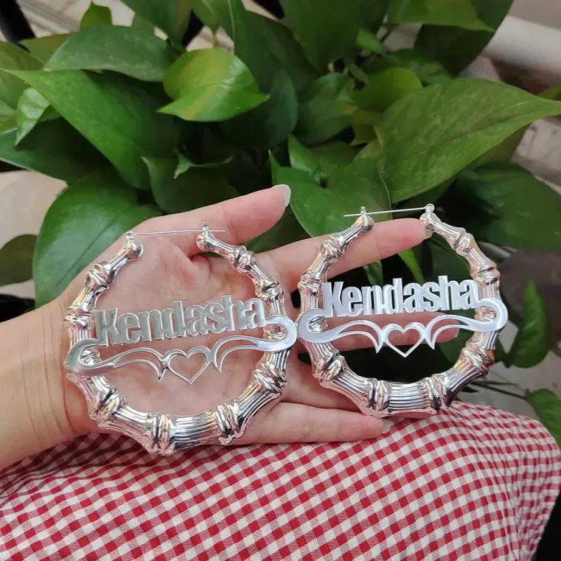 30mm-100mm Customize Name Custom Hoop Bamboo Style Personality Earrings With Heart-shaped With Gift Box 250402_voghion.com