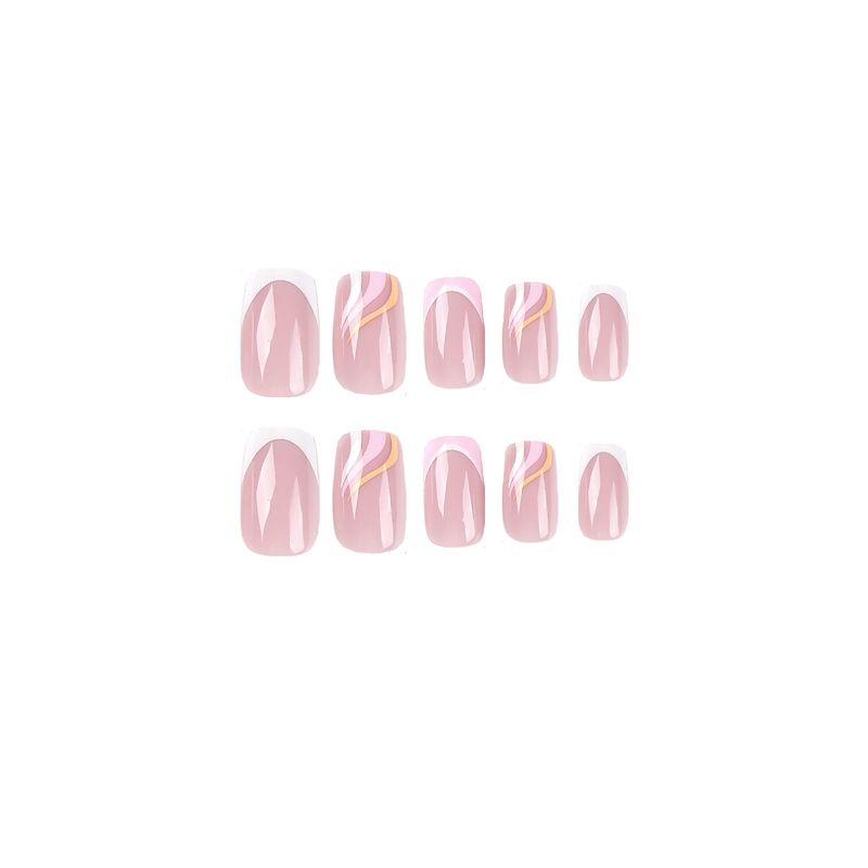 Tragen von Patches mit rosa weißen Kontrastfarben, tragbare Aufkleber im französischen Stil, dreifarbige Wellenpatches und_voghion.com