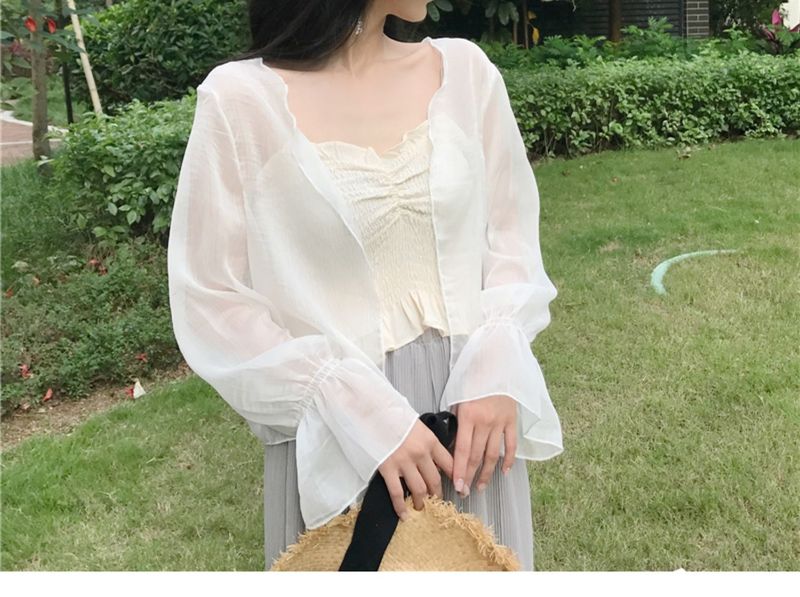 Chiffon Immortal Sunscreen Mantello Cardigan Sottile Donna Copertura Esterna Camicia Scialle Estivo Seta Ghiaccio Francese Piccolo Camry_voghion.com