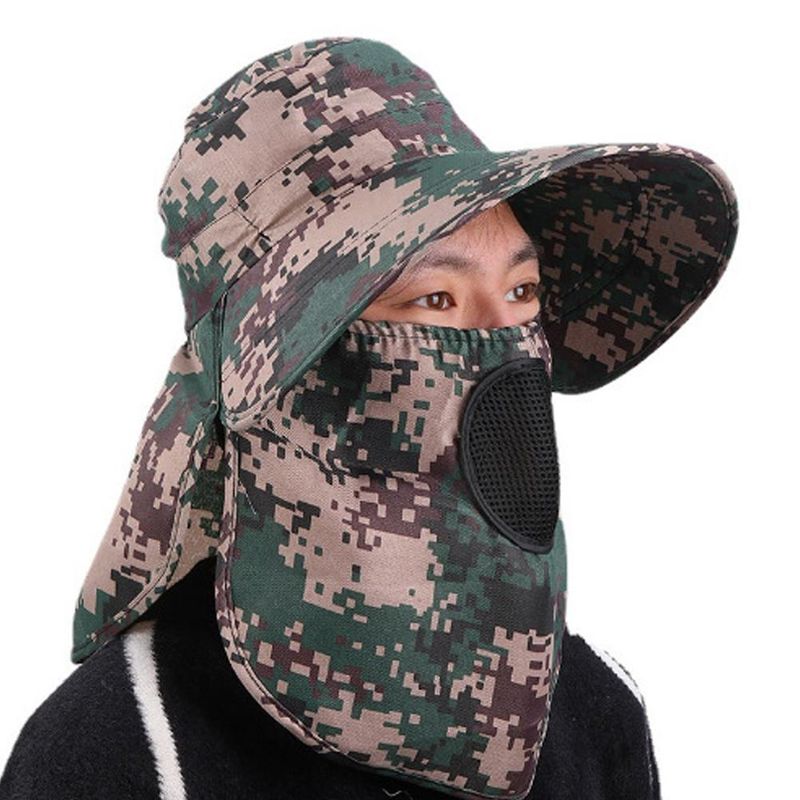 Hot Sale Summer Men Protection and Splashing Women Sun Shading Anti Ultraviolet Fisherman Hats Shawl Outdoor Cap Unisex_voghion.com