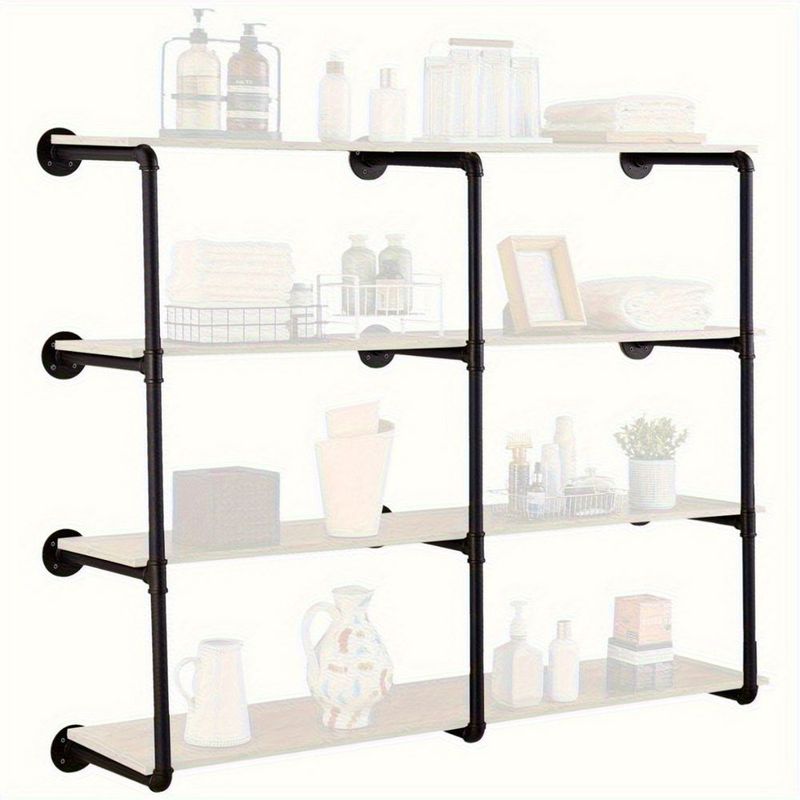 Industrial Pipe Shelf 4 Tier 3PCS 11.8in W Wall-Mount Planks NOT Included_voghion.com