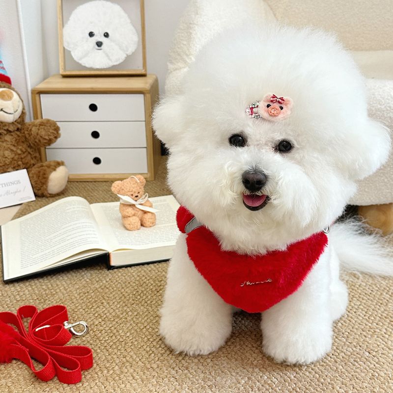 High-End Rabbit Fur Fleece-Lined Warm Thickened Pet Dog Cat Clothes Teddy Bichon Plush Leash Harness_voghion.com