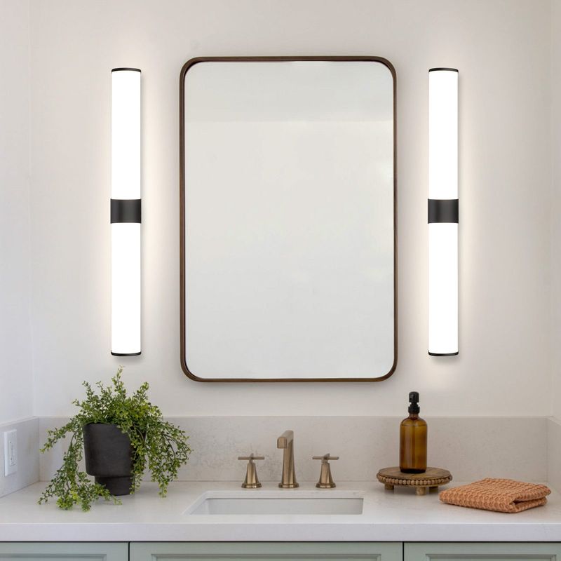 Glitzerlife LED Spiegelleuchte Schwarz Bad Spiegellampe - Wandlampe 8W IP44 Wasserdicht Neutralweiß 4000K Badlampe 60CM Schminklicht Für Badschrank Schminktisch_voghion.com