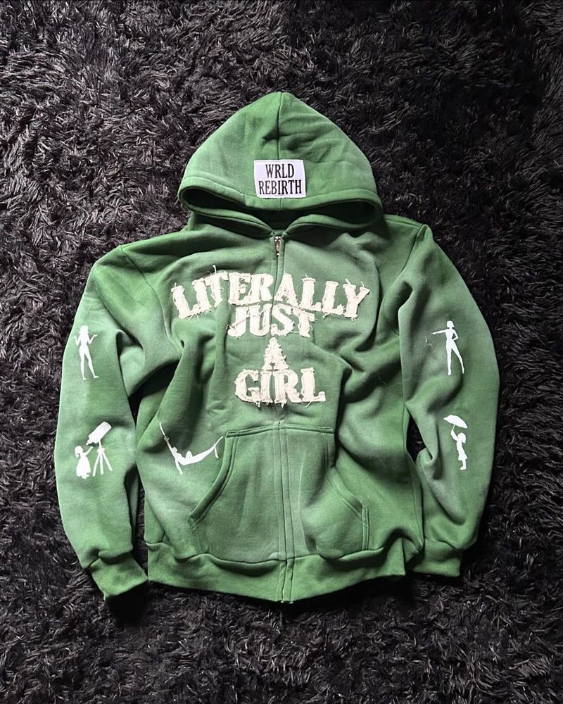 Men's Y2k Streetwear Zip-up Hoodie With Letter Patches & Embroidery, Oversized Fit, Unisex Casual Pullover (Black, Green, Pink)_voghion.com