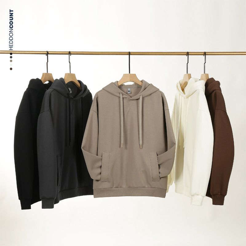 320G Autumn Trendy Brand Hooded American Style Solid Color Sports Casual Unisex Pullover Clean Version Sweatshirt_voghion.com