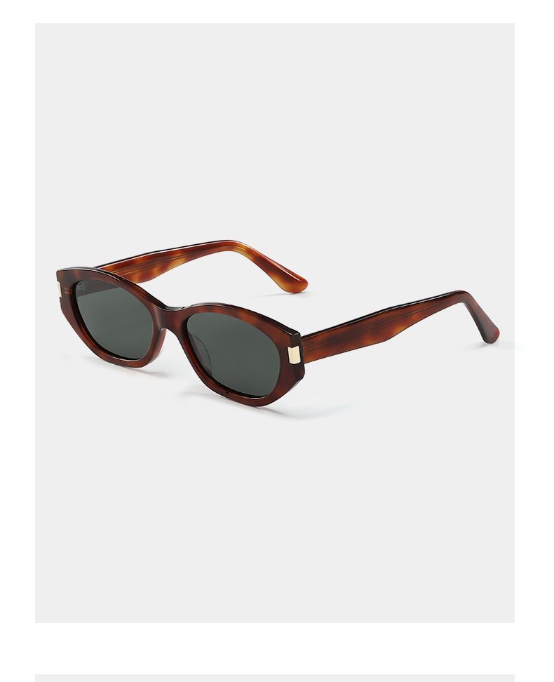 Cat Eye Polarisierte High-End-Sonnenbrille aus bernsteinfarbenem, rotbraunem Schildpatt-Acetat für Damen_voghion.com