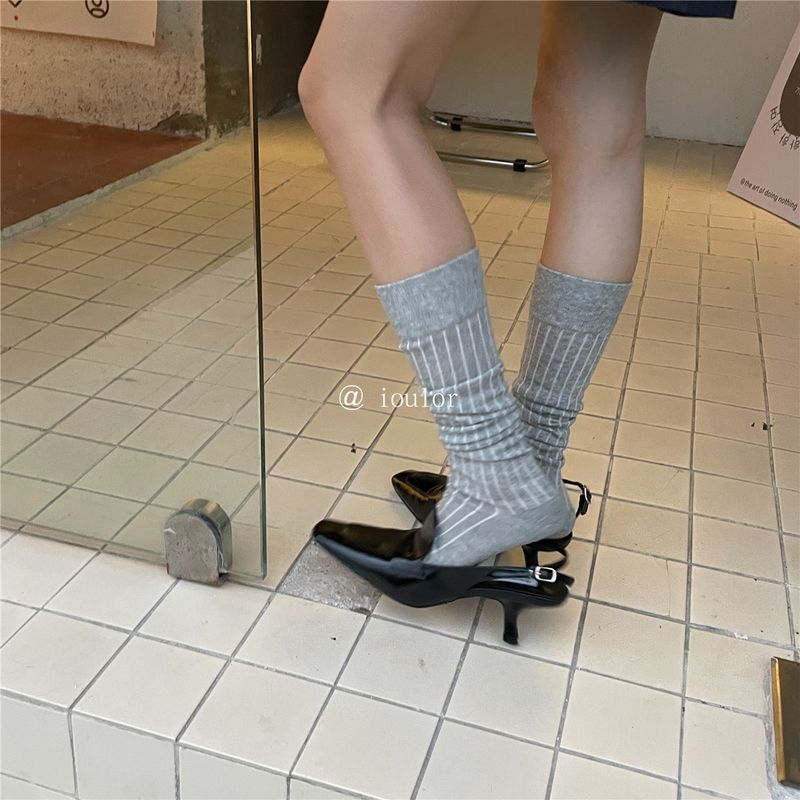 Calzini bianchi e neri, calzini lunghi, calzini di cotone, calzini a tubo medio, calzini alti fino al ginocchio, calzini alla moda_voghion.com
