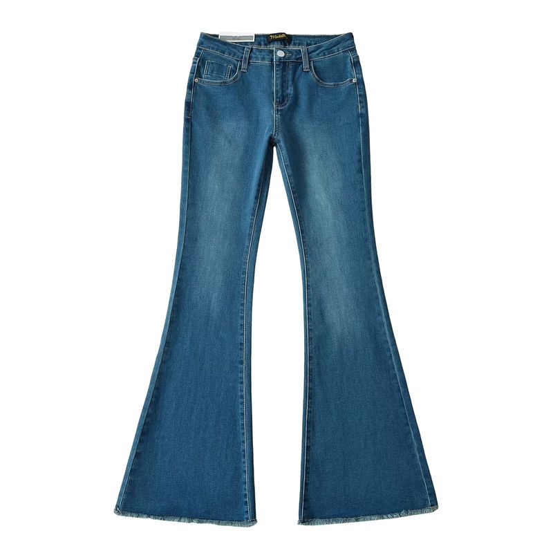 Women’s Clothing Ins Hot Girl Style Raw Edge Slim Embroidery Low Waist Flared Jeans Autumn New Slim Jeans_voghion.com