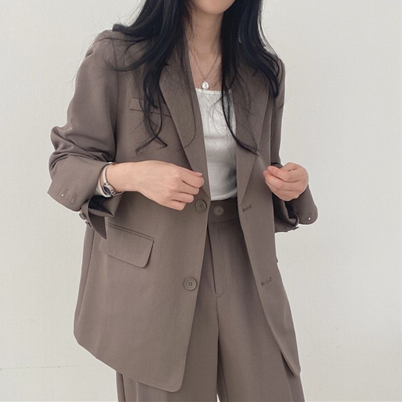 Blazer marrone da donna 2023 primavera e autunno taglia piccola, nuovo stile coreano, abito casual alla moda_voghion.com