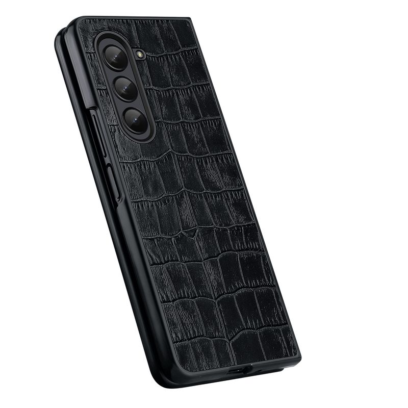 Applicable to Samsung zfold5 mobile phone casecrocodile pattern protective case, leather folding screen_voghion.com